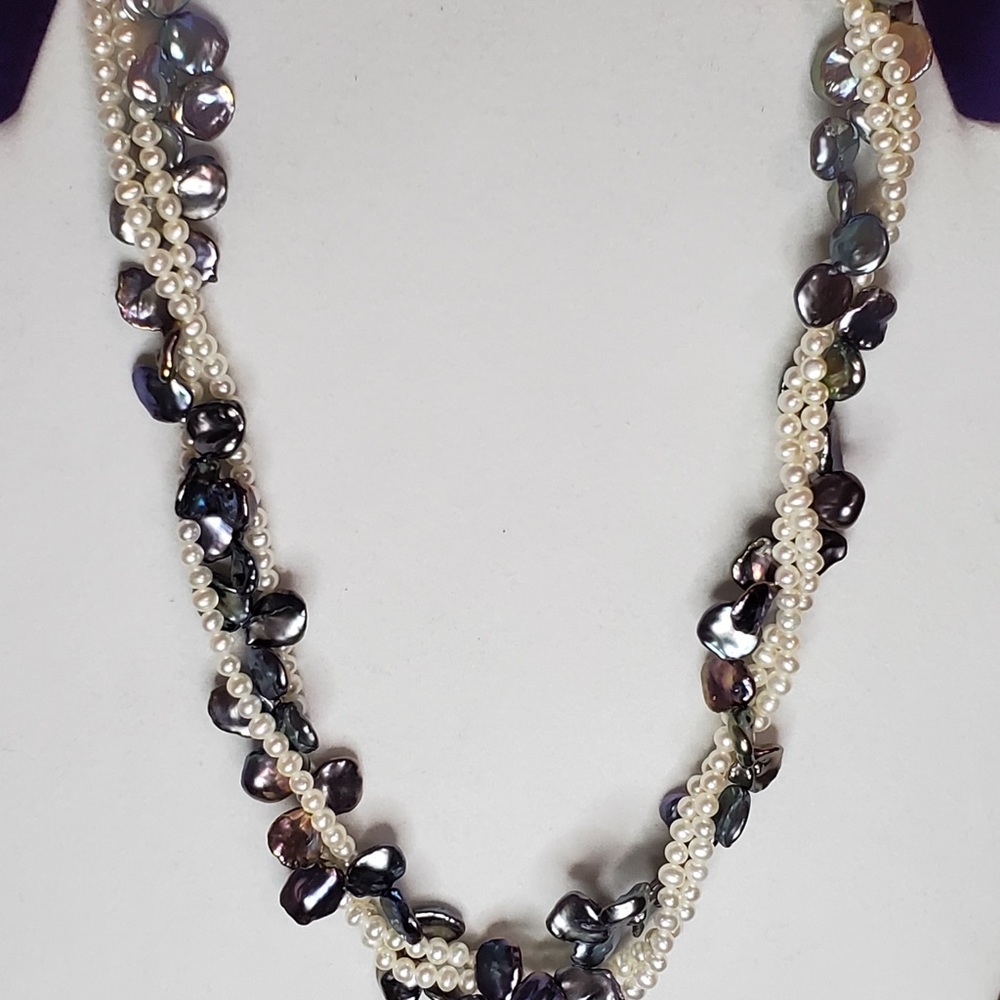 14K Clasp Keshi & FW Pearls 18" Necklace